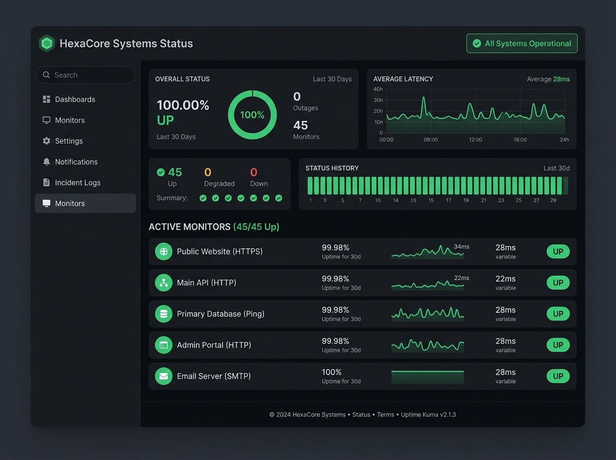 Uptime Kuma Status Preview